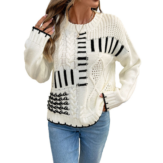 Damen Strukturstrick-Pullover mit Zopfmuster, Cut-Out-Details und relaxed Fit Shop Nory