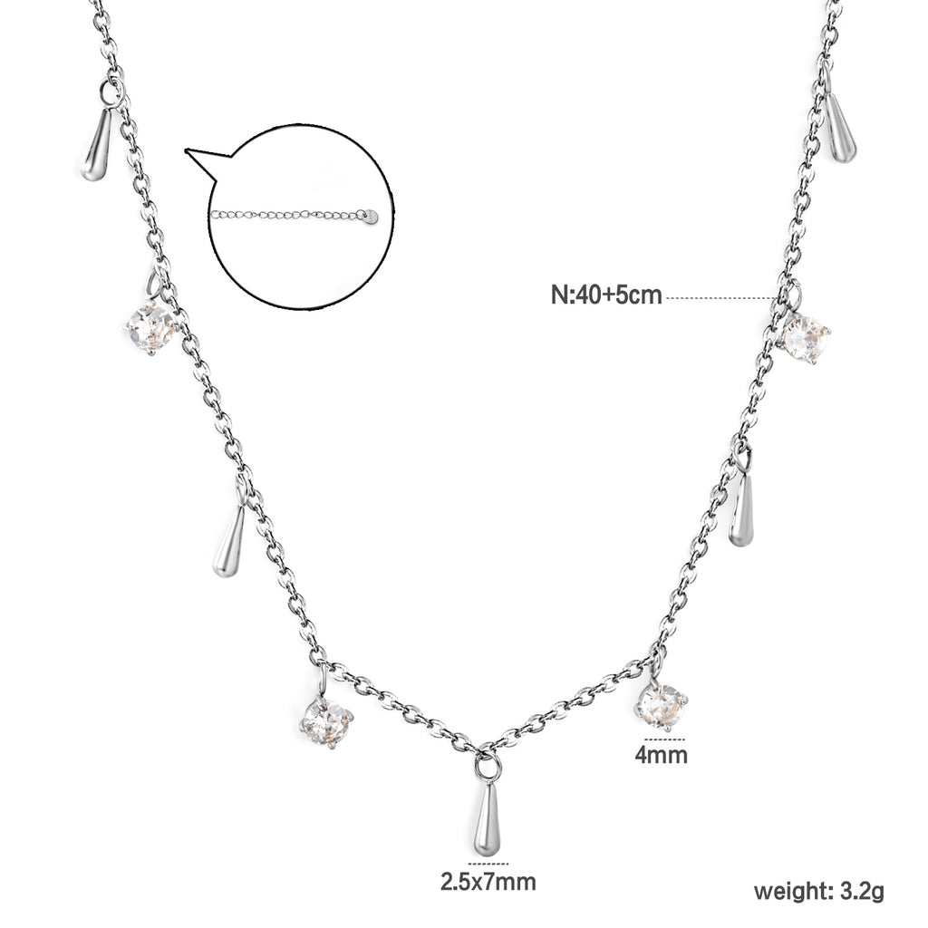 Damen Halskette mit funkelnden Kristallanhängern und elegantem Tropfencharme Shop Nory