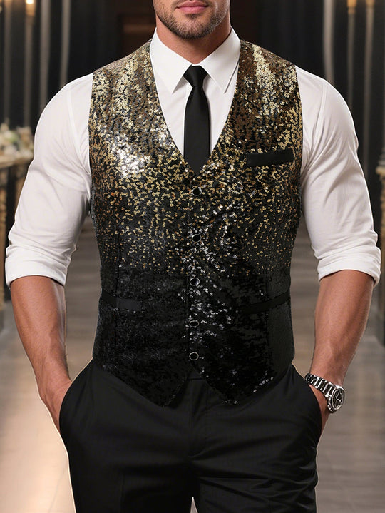 Herren Weste mit Schimmernden Pailletten & Auffälligem Look