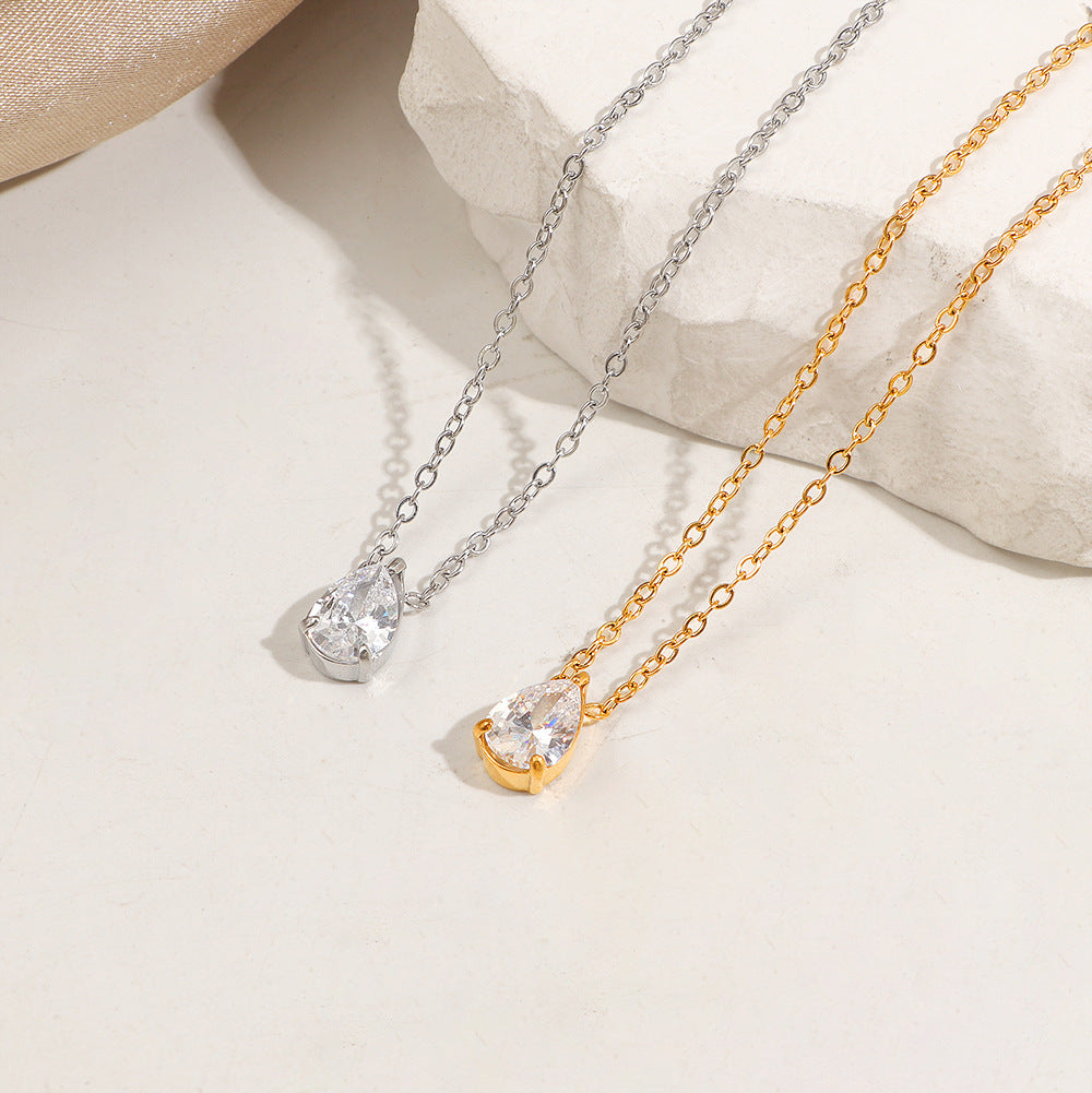 Damen Pear-Shaped Crystal Pendant Necklace Shop Nory