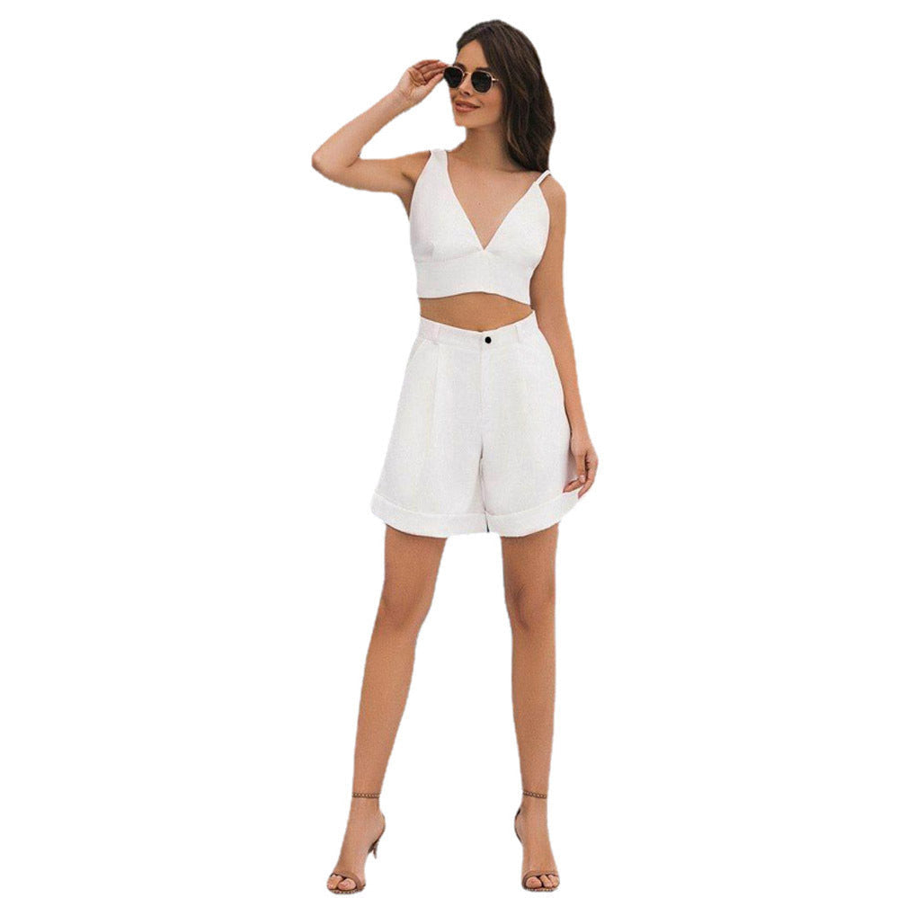 Damen Zweiteiliges Ensemble mit Crop-Top und Shorts Shopnory