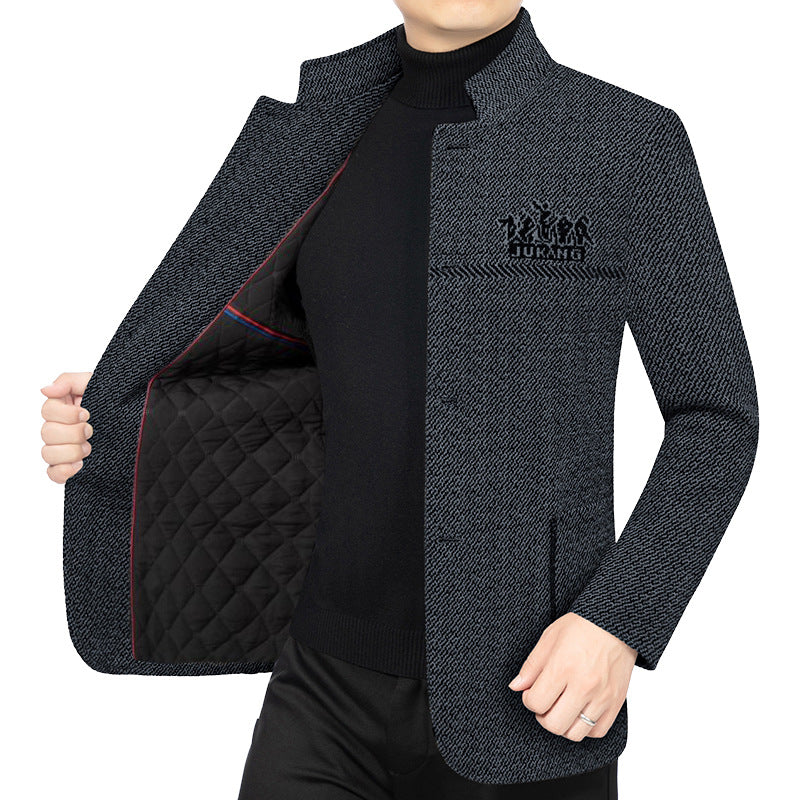 Herren Wollmantel mit Teddyfutter, Stehkragen und schmaler Silhouette Shop Nory