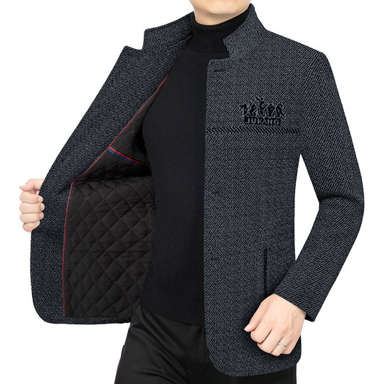 Herren Wollmantel mit Teddyfutter, Stehkragen und schmaler Silhouette Shop Nory