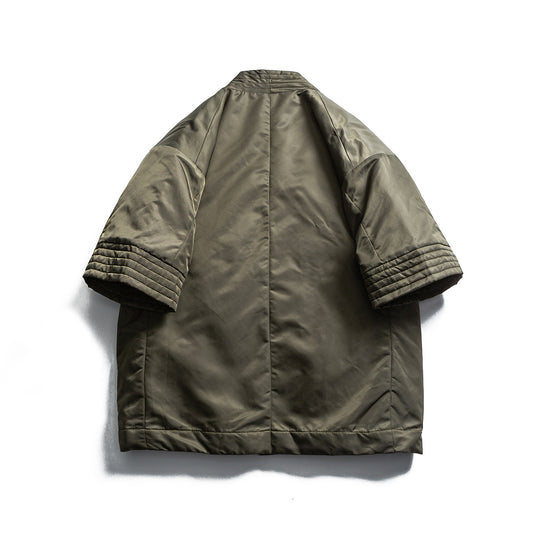 Unisex Gepolsterte Kimono-Jacke mit kurzem Ärmel und Taillengürtel Shop Nory