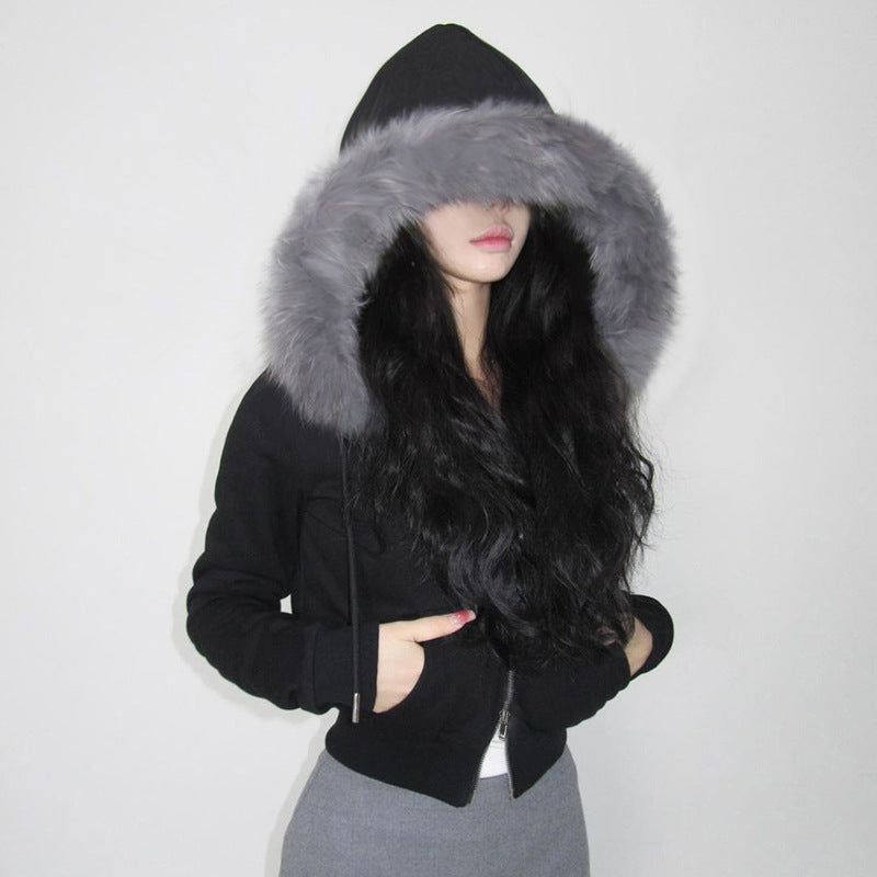 Damen nan taillierte Bomberjacke mit breitem Rippenbund, zwei Schrägtaschen und dekorativen Reißverschluss-Details Shop Nory