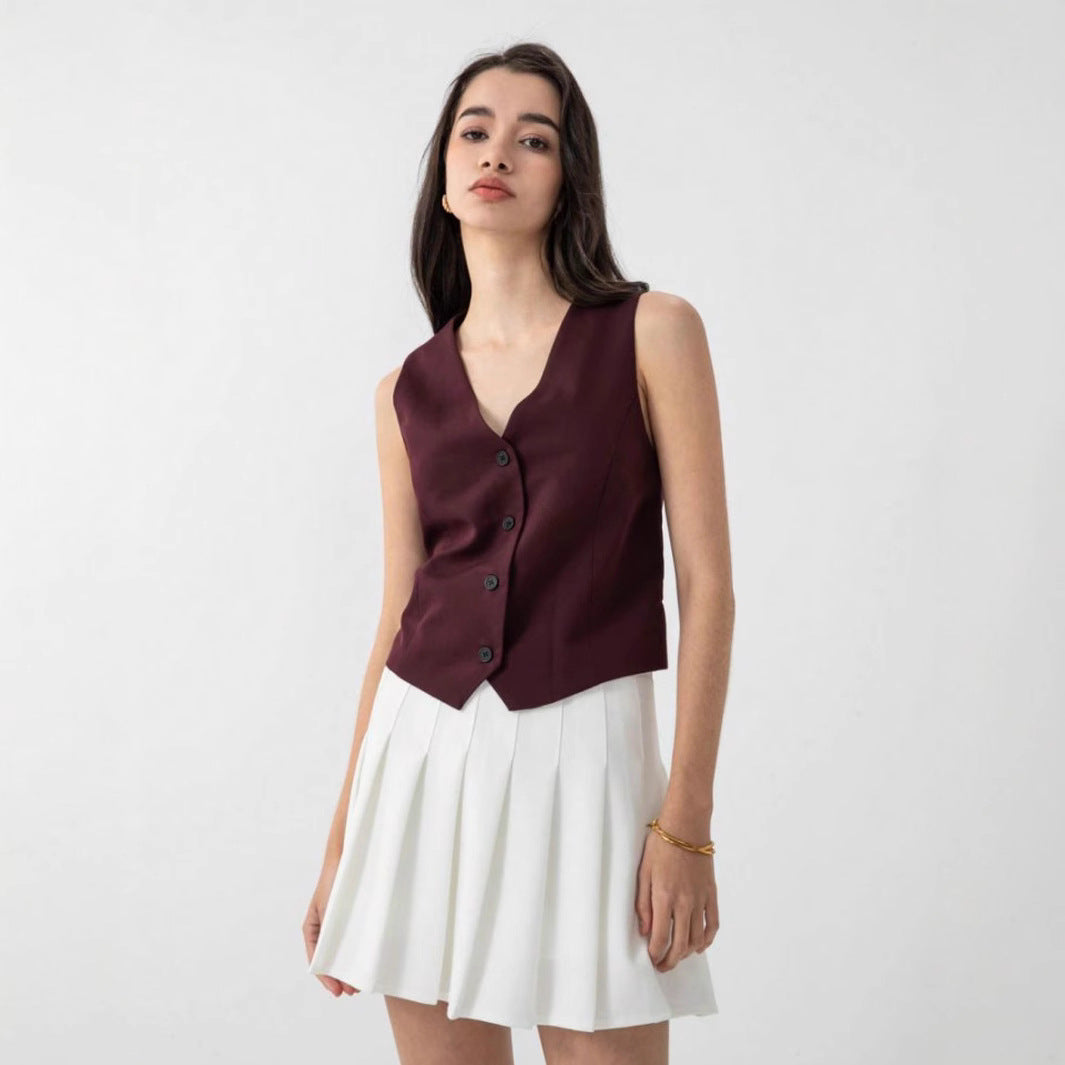 Damen elegante Weste mit modernem Schnitt und praktischen Knopfdetails