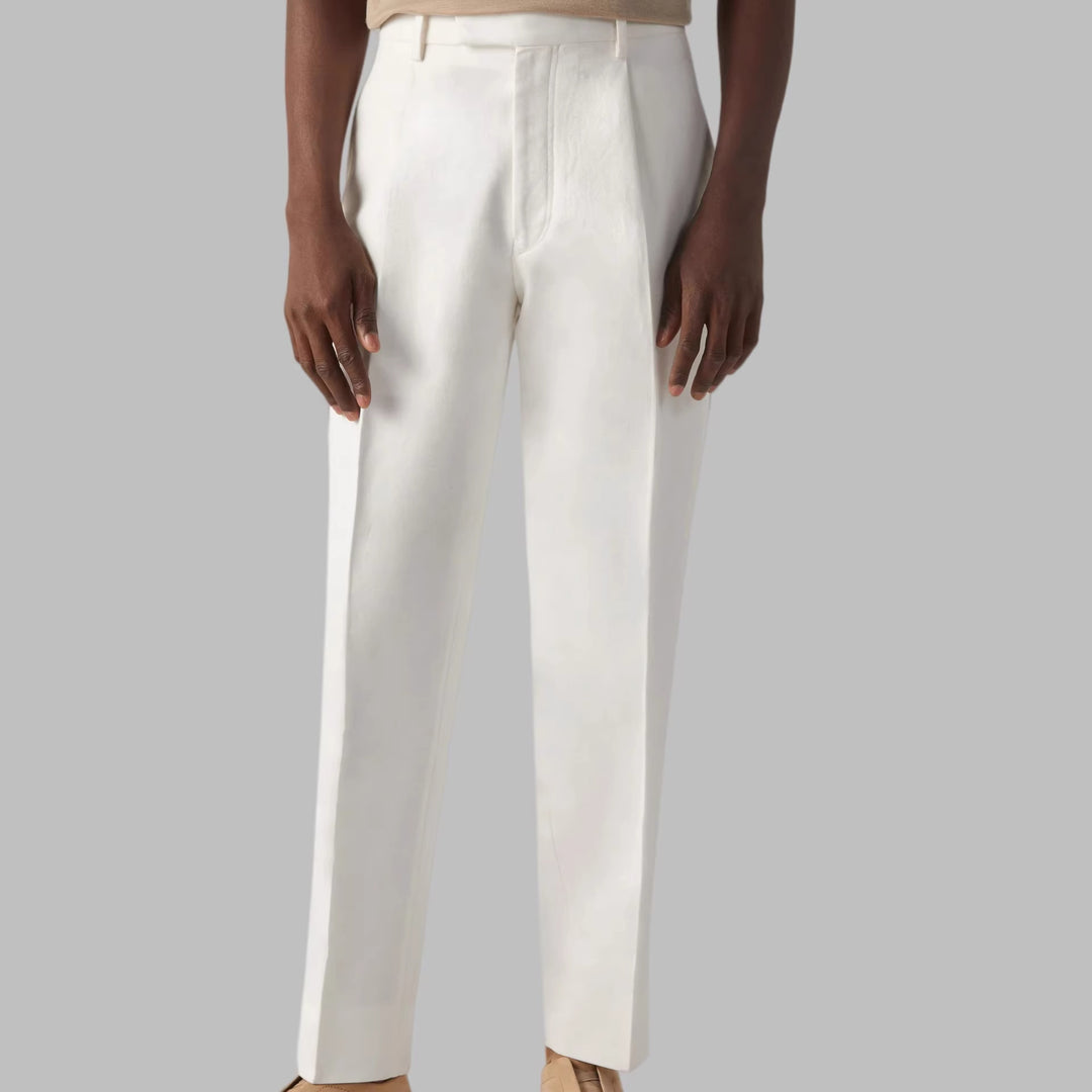 Herren Hochwertige Bundfaltenhose