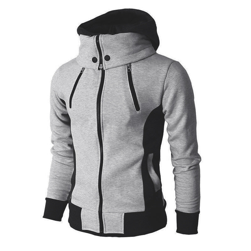 Herren taillierte Kapuzenjacke mit hohem Stehkragen, Doppelreißverschluss und kontrastbesetzten Seiteneinsätzen Shop Nory