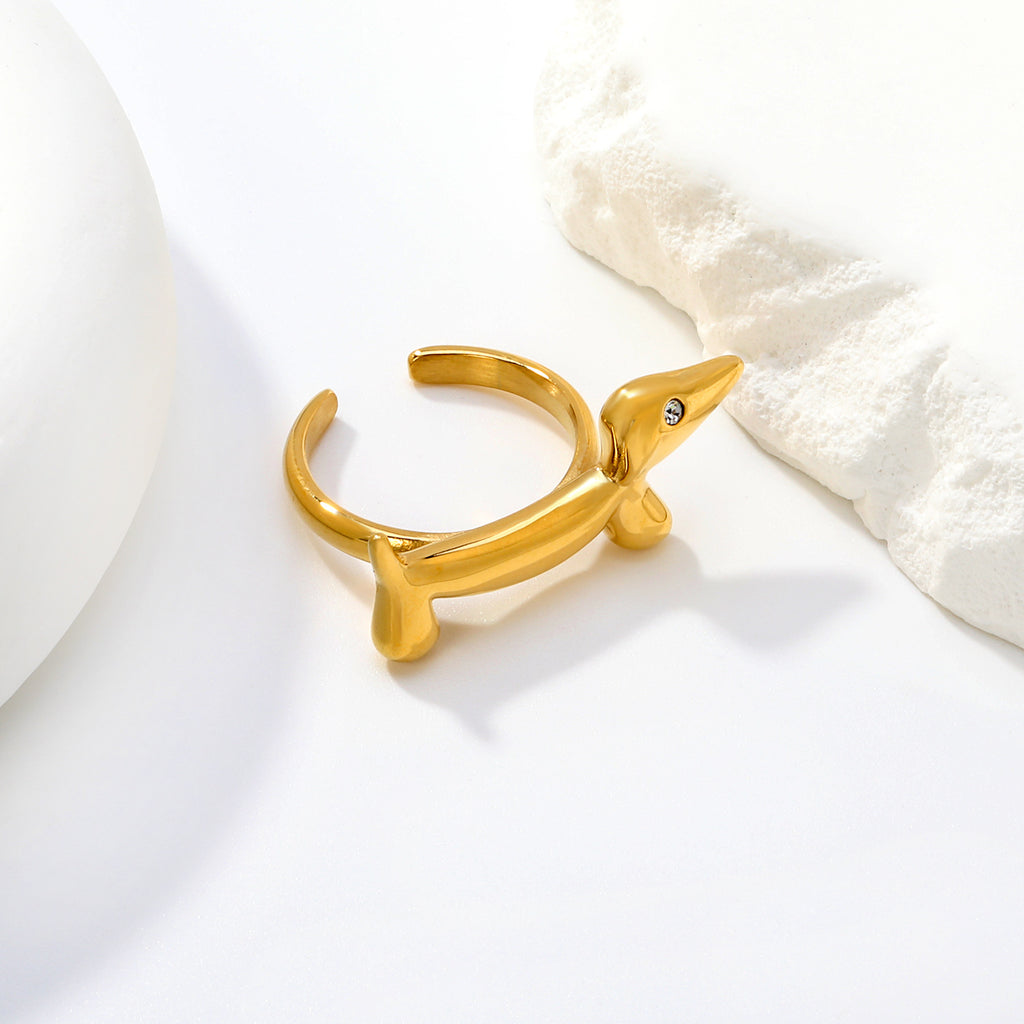 Damen Ring im modernen Hundedesign mit funkelndem Zirkonia Shop Nory