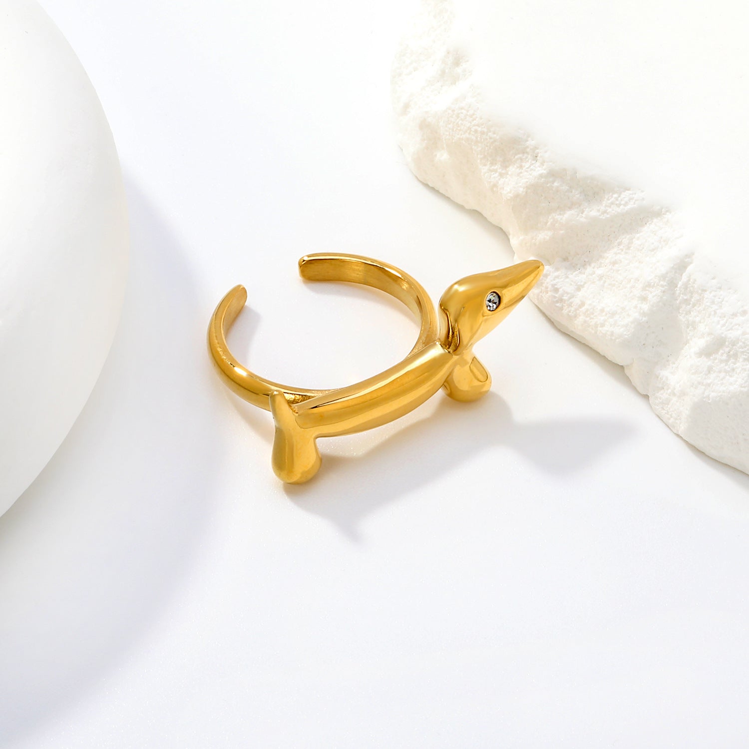 Damen Ring im modernen Hundedesign mit funkelndem Zirkonia Shop Nory