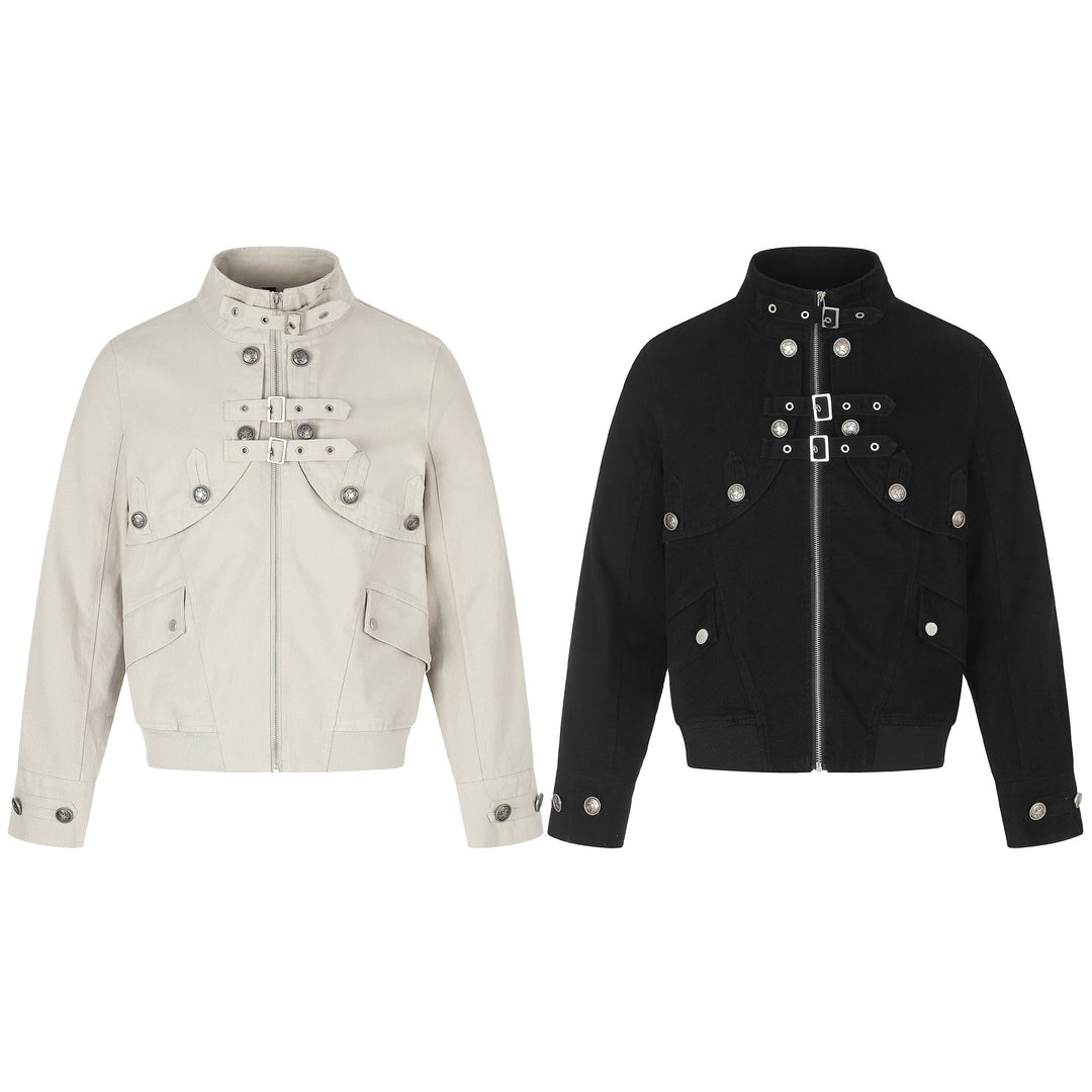 Damen Kurzblouson im Boxy‑Schnitt mit Stehkragen, Schnallenriegeln und Pattentaschen Shop Nory