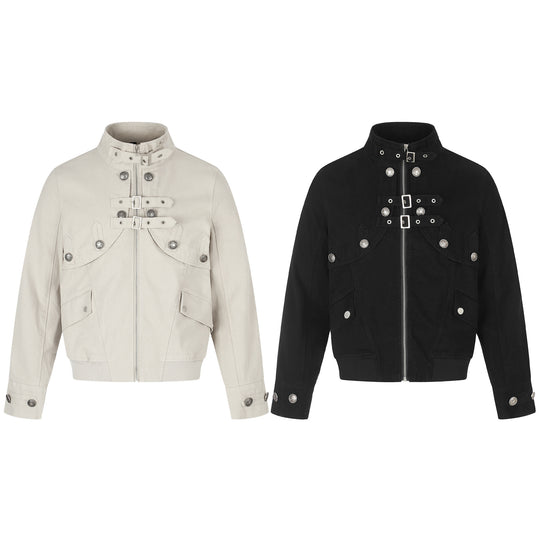 Damen Kurzblouson im Boxy‑Schnitt mit Stehkragen, Schnallenriegeln und Pattentaschen Shop Nory