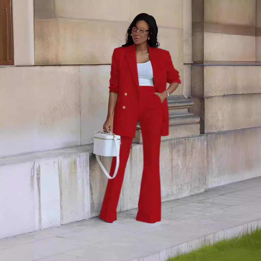 Damen Zweiteiliges Tailoring-Set mit Oversized-Blazer und High‑Waist-Schlaghose Shop Nory