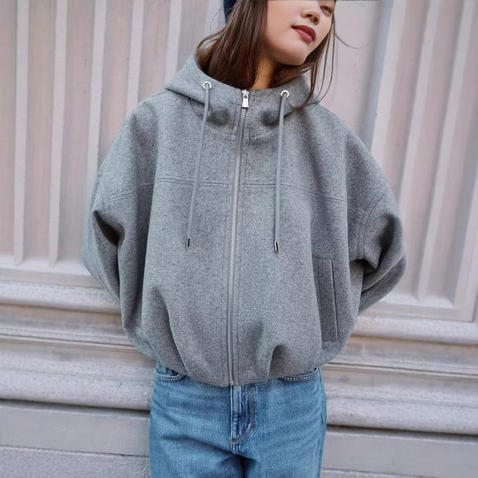 Damen Lässige Baumwolljacke mit Kapuze