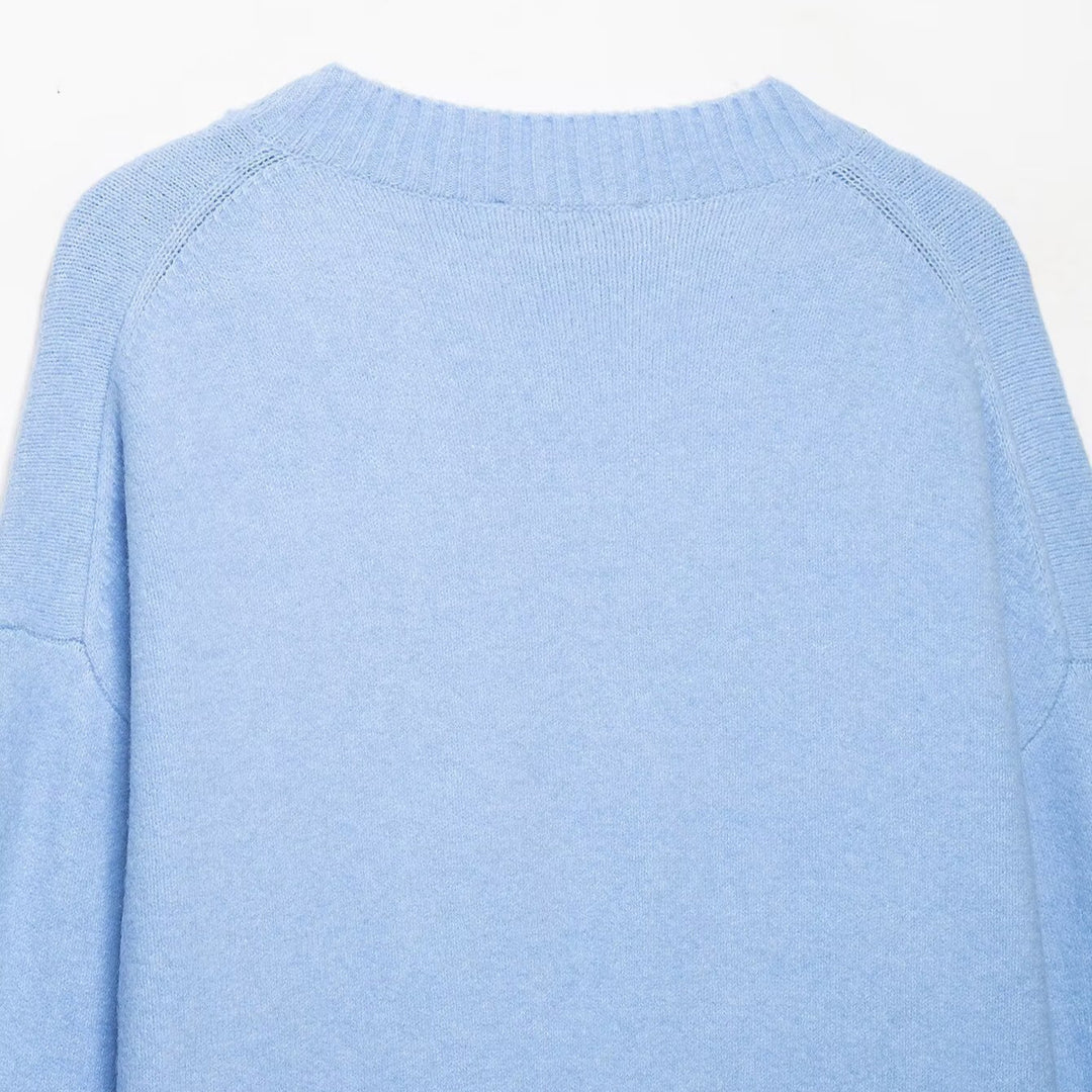 Damen Oversize V‑Ausschnitt Feinstrickpullover mit breitem Rippenbund Shop Nory