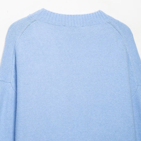 Damen Oversize V‑Ausschnitt Feinstrickpullover mit breitem Rippenbund Shop Nory