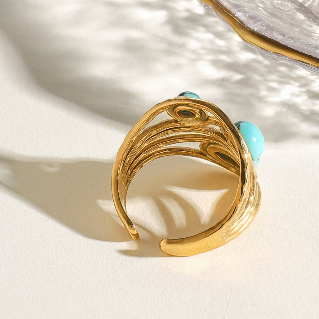 Damen Offener Ring mit einzigartigem floralen Design und hypoallergener Edelstahlverarbeitung Shop Nory