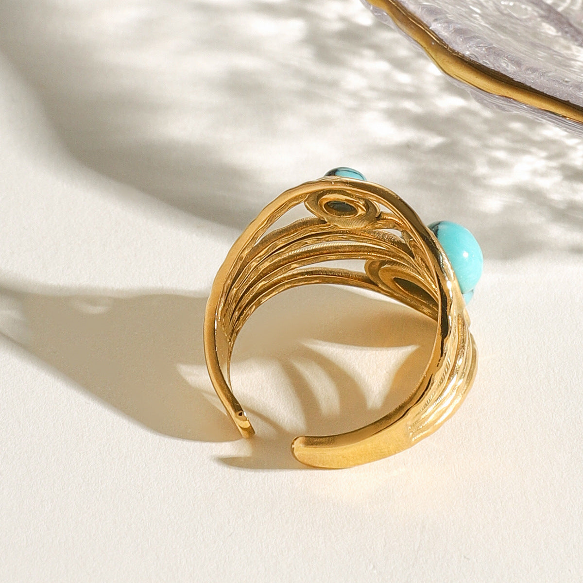 Damen Offener Ring mit einzigartigem floralen Design und hypoallergener Edelstahlverarbeitung Shop Nory