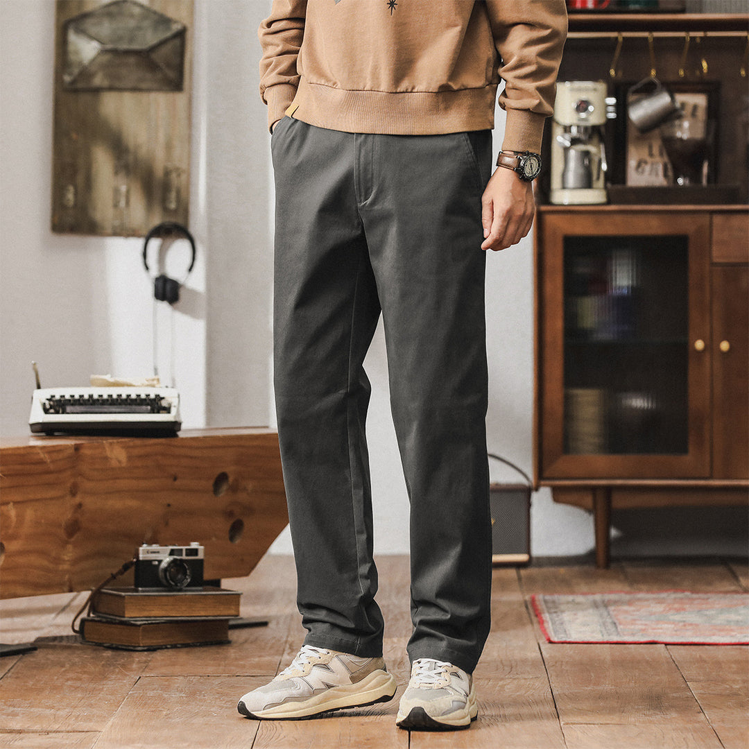 Herren Konisch zulaufende Baumwoll-Chinohose mit elastischem Bund und klassischen Eingrifftaschen Shop Nory