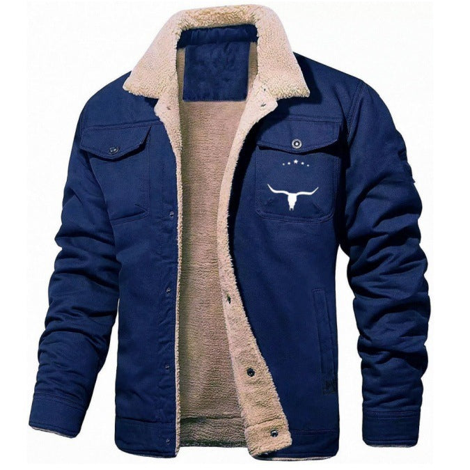 Herren Sherpa-gefütterte Canvas-Arbeiterjacke mit Brusttaschen Shop Nory