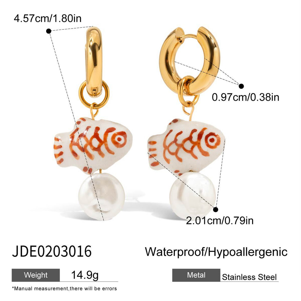Damen Ohrhänger im verspielten Enten-Design mit Perlenschmuck und hypoallergener Edelstahlverarbeitung Shop Nory