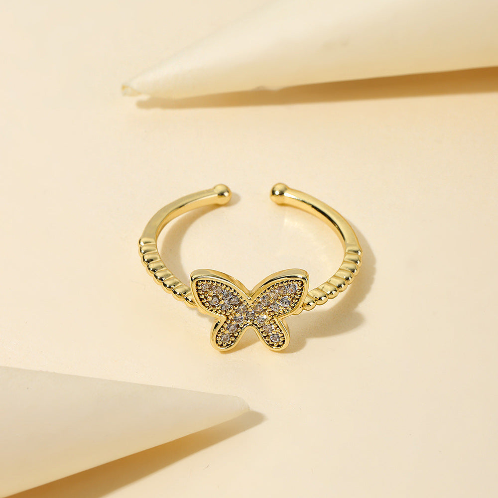 Damen Schmetterlingsring mit funkelnden Zirkonia Shop Nory