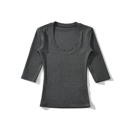Damen Eng anliegendes Longsleeve mit tiefem Rundhalsausschnitt Shop Nory