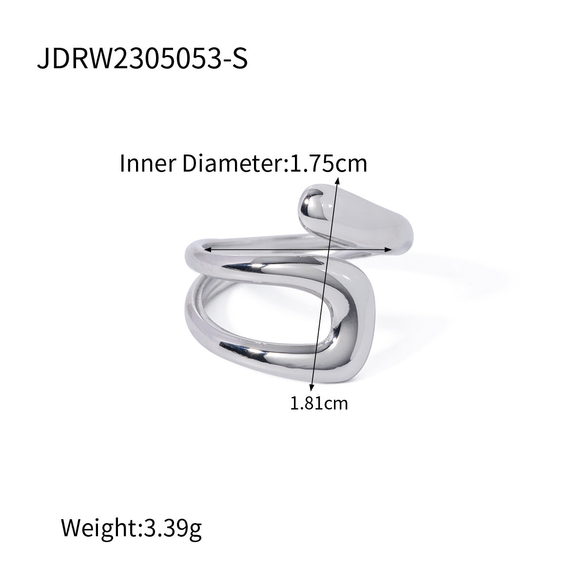 Damen Offener Ring mit modernem, geschwungenem Design und Zirkonia-Akzent Shop Nory