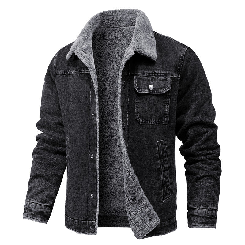 Herren Sherpa-gefütterte Denimjacke mit Teddyfutter und Brusttasche Shop Nory
