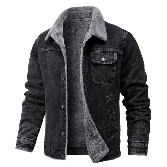 Herren Sherpa-gefütterte Denimjacke mit Teddyfutter und Brusttasche Shop Nory