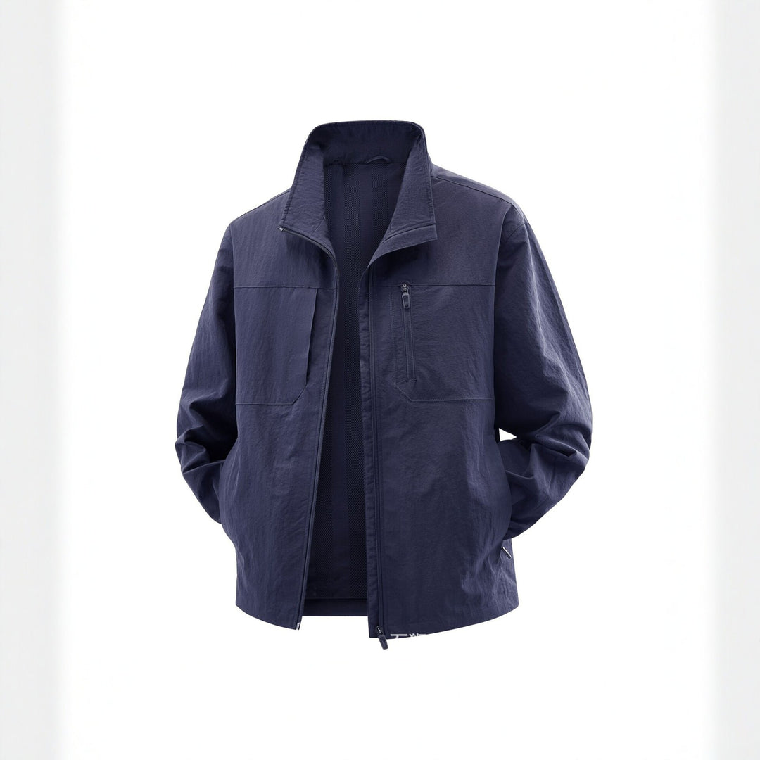 Herren Leichte Field-Utility-Jacke mit Mesh‑Futter, Stehkragen und Reißverschlusstaschen Shop Nory
