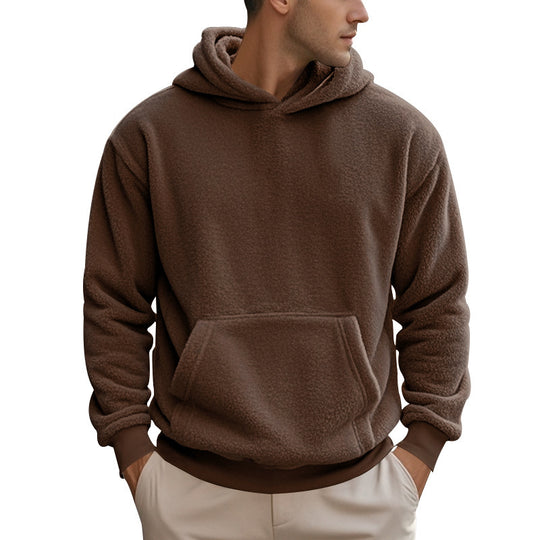Herren nan kuscheliger Sherpa-Fleece Kapuzenpullover mit Kängurutasche und elastischen Bündchen Shop Nory