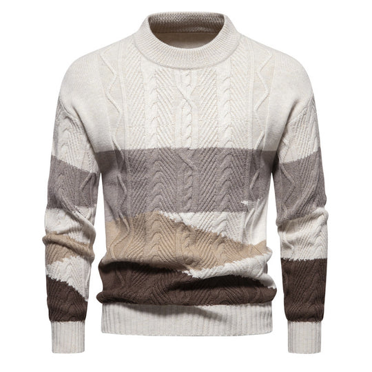 Herren Strukturiertes Colorblock Zopfstrick-Rollkragenpullover aus Baumwollmix Shop Nory