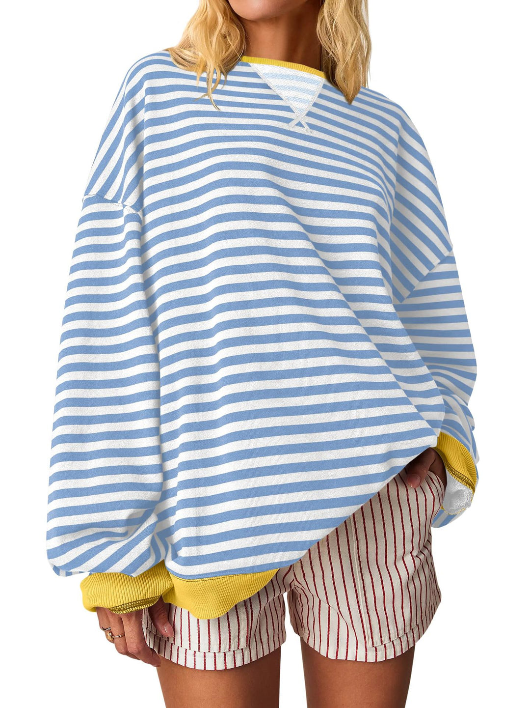 Damen Oversized gestreifter Sweatshirt