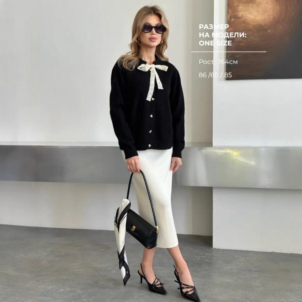 Damen Eleganter Cardigan mit Spitzenelementen Shop Nory