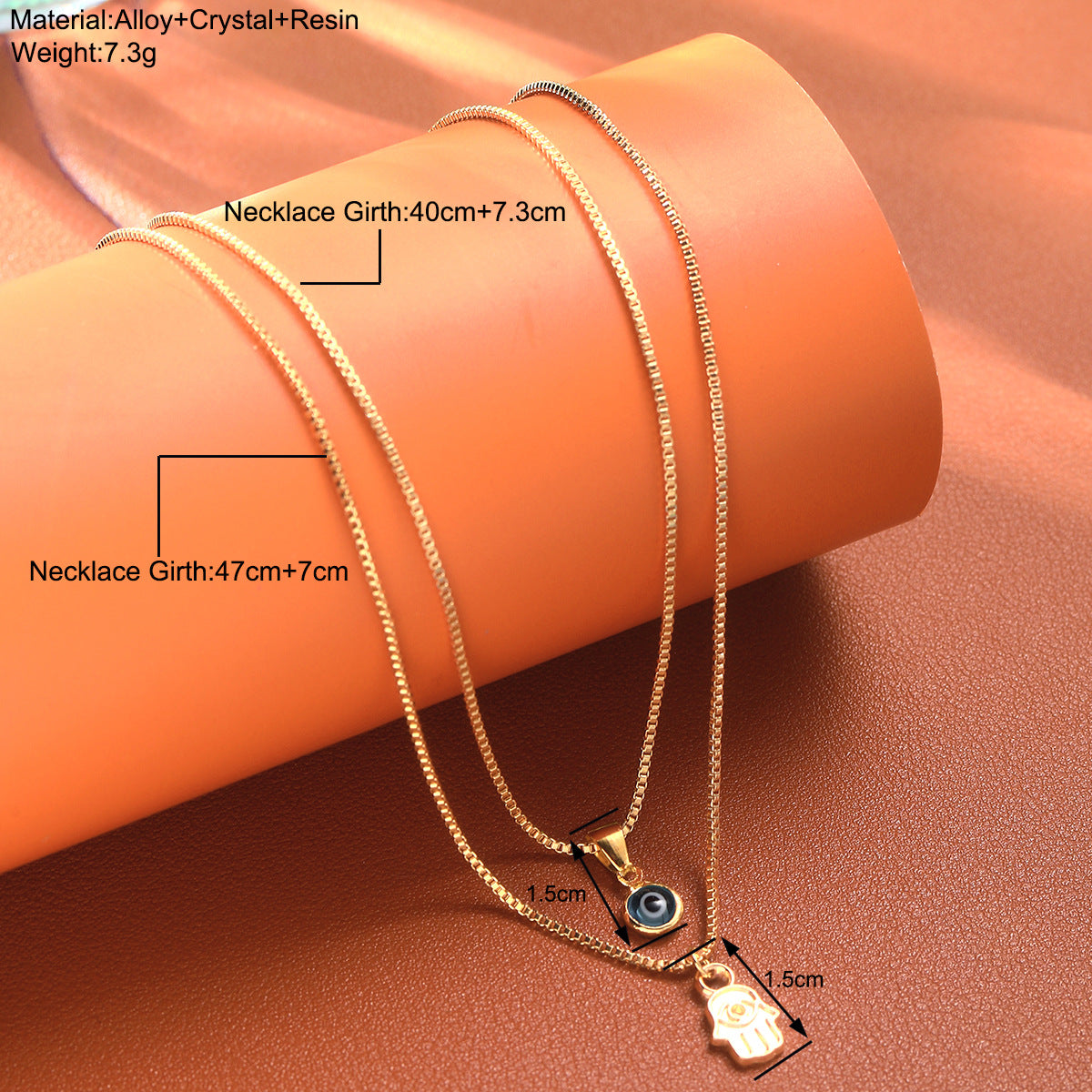 Damen Halskette Set mit schützendem Auge und Handanhänger Shop Nory