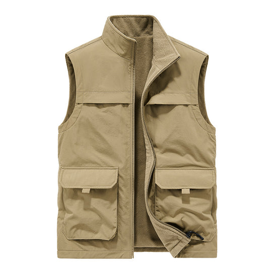 Herren Wattierte Utility-Weste mit Fleece-Innenfutter, Mehrfach-Taschen und Stehkragen Shop Nory