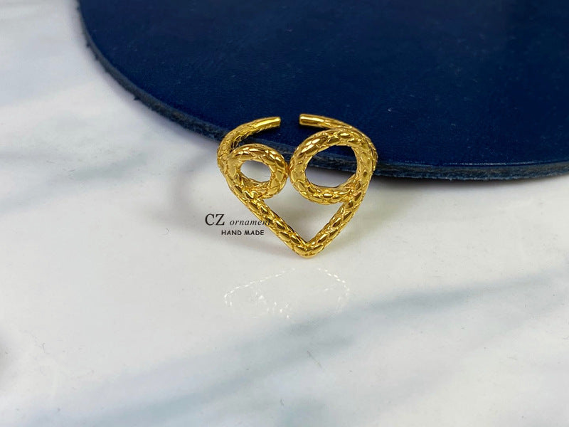 Damen Offener Ring mit filigranem Herzdesign Shop Nory