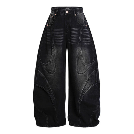 Damen Weite Hochtaillierte Ballon-Jeans mit markanten Panelnähten Shop Nory