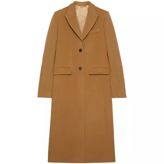 Damen Maxilanger Einreihiger Longcoat im minimalistischen Tailoring mit Pattentaschen Shop Nory