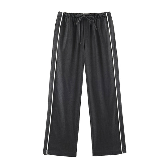 Damen Lounge-Hose mit weitem Bein, Kordelzug und seitlichen Kontraststreifen Shop Nory