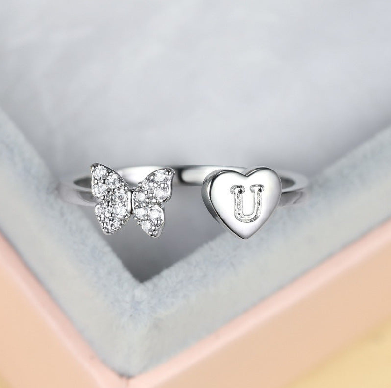 Damen Ring mit Schmetterlingsdesign und Herzmotiv Shop Nory