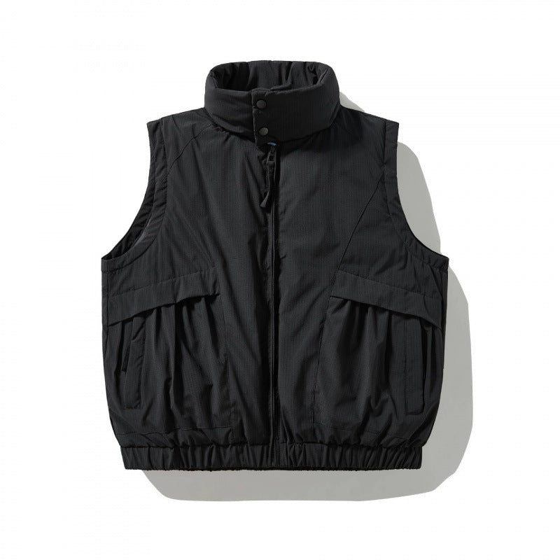 Herren Wattierte Outdoor‑Weste mit hohem Stehkragen, elastischem Saum und großen Klappentaschen Shop Nory