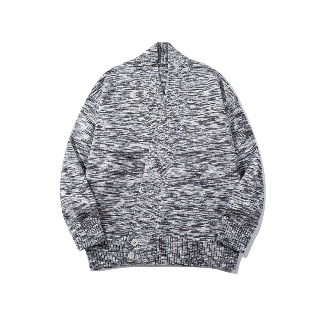 Damen Oversize-Strickcardigan mit tiefem V-Ausschnitt, Knopfleiste am Saum und melierter Struktur Shop Nory