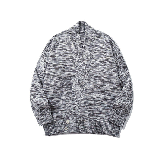 Damen Oversize-Strickcardigan mit tiefem V-Ausschnitt, Knopfleiste am Saum und melierter Struktur Shop Nory