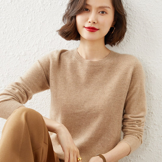 Damen Kurzgeschnittener Feinstrickpullover mit Rundhalsausschnitt und geripptem Bund Shop Nory