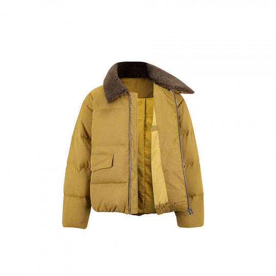 Damen Gekürzte wattierte Bomberjacke mit Teddykragen und aufgesetzten Klappentaschen Shop Nory