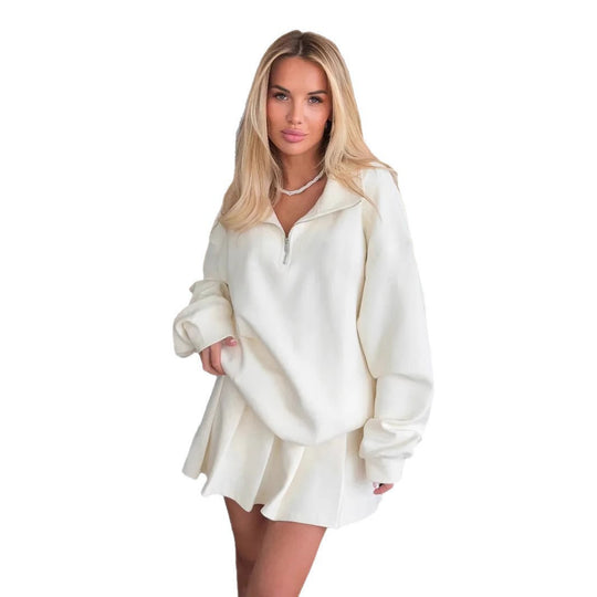 Damen Oversized Sweatkleid mit halbem Reißverschluss und Stehkragen Shop Nory