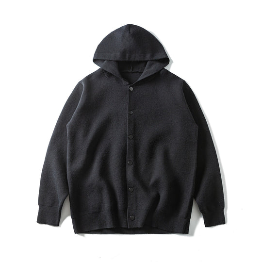 Unisex Leichte Kapuzen‑Strickjacke mit Druckknopfleiste und Rippbündchen Shop Nory