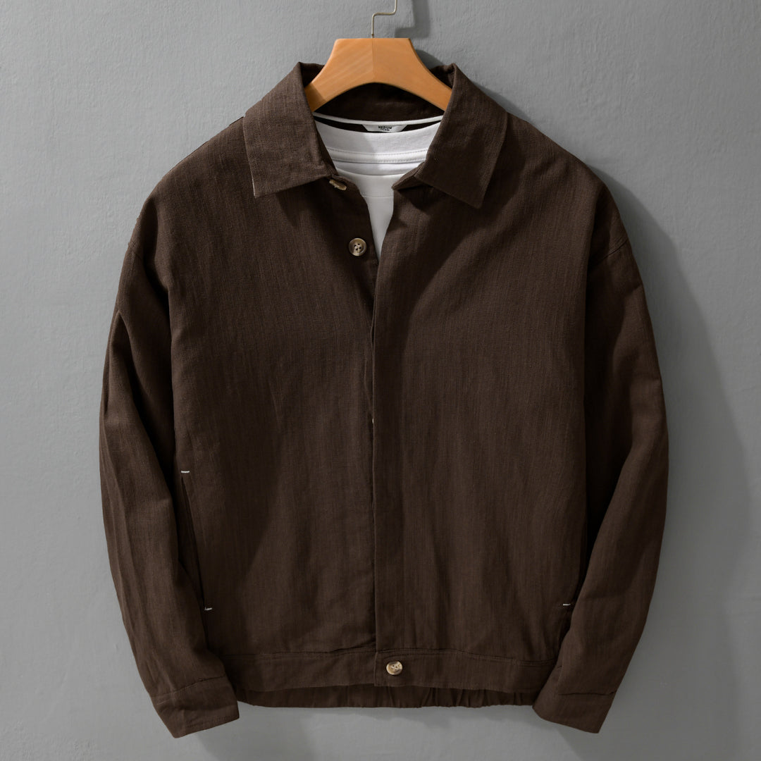 Herren Leichte Leinen-Überhemd-Jacke mit Hemdkragen und verdeckter Knopfleiste Shop Nory